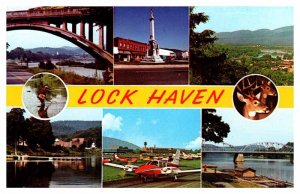 Postcard BRIDGE SCENE Lock Haven Pennsylvania PA AT6052