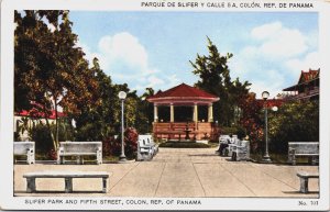 Panama Slifer Park And Fifth Street Colon Vintage Postcard C090