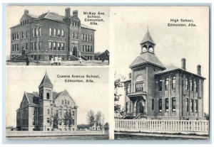 c1910 Edmonton Alberta Canada Multiview of Schools Unposted Antique Postcard