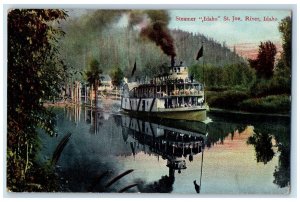 St. Joe River Idaho ID Postcard Steamer Idaho Passengers On Board Scene c1910's