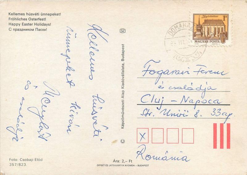 Penciled Easter eggs pattern plate traditions Hungary postcard