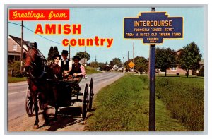 Postcard PA Greetings From AMISH Country Intercourse Vintage Standard View Card