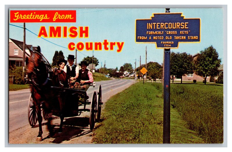 Postcard PA Greetings From AMISH Country Intercourse Vintage Standard View Card 