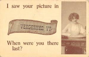 Vergennes Vermont Woman Reading Greeting Antique Postcard K87813