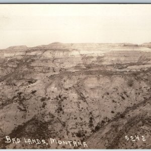 c1930s Badlands, Montana RPPC Real Photo Postcard MT Mont. Birds Eye Scenic A200