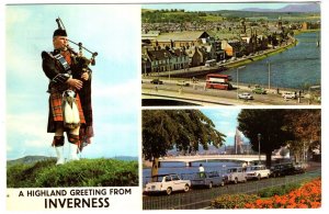 Highland Greetings from Inverness, Scotland, Bagpiper