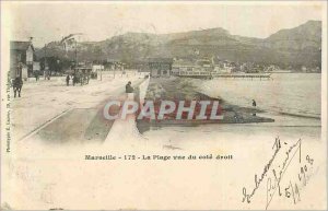 Old Postcard Marseille Beach view Approval Law (map 1900)