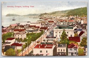 Astoria Oregon~Main Street Birdseye East~Trolley by Homes~Waterfront~1910 PC