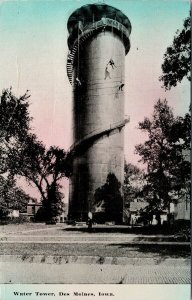 Water Tower Des Moines IA Iowa c1915 Postcard F17 *as is