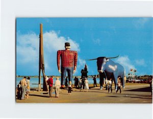 Postcard Paul Bunyan And Babe His Blue Ox Bemidji Minnesota USA