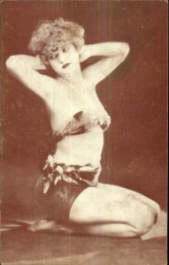 Sexy Woman Early Burlesque Pin-Up Girl Exhibit Card BIKINI TOP