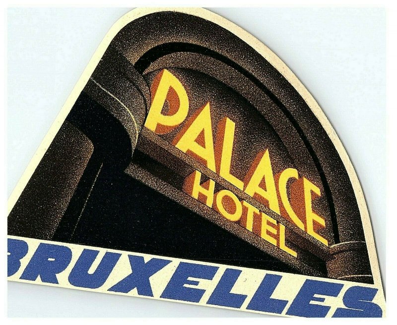 1930s-40s Palace Bruxelles Hotel Luggage Vtg Label Original Sticker Belgium 