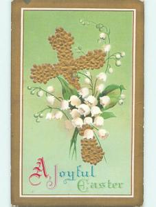 Pre-Linen easter religious LILY OF THE VALLEY FLOWERS WITH JESUS CHRIST hr2370