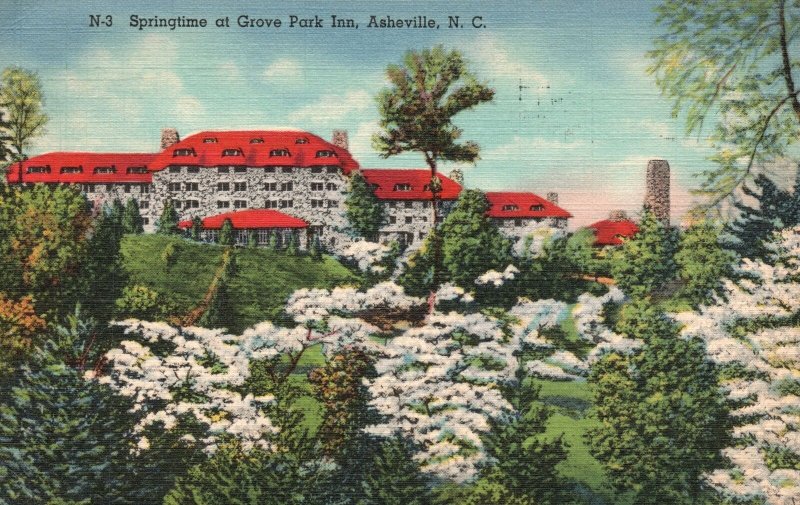 Vintage Postcard 1938 Springtime Grove Park Inn Garden Asheville North Carolina