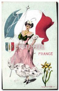 Old Postcard Flag Woman France