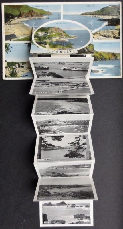 Channel Islands: JERSEY 5 Image Multiview  12 Image Novelty PULL-OUT c1956
