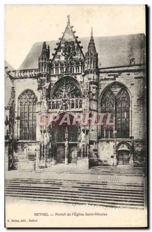 Old Postcard Rethel Portal & # 39eglise Saint Nicolas