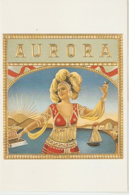 Aurora Nice modern Spanish Cigar Box Label Postcard. Continental size