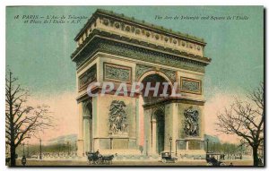 Old Postcard Paris Arc de Triomphe and Place de l'Etoile