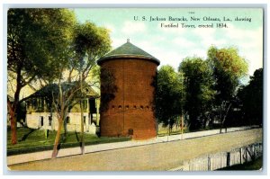 c1910's New Orleans LA US Jackson Barracks Showing Fortified Towers Postcard