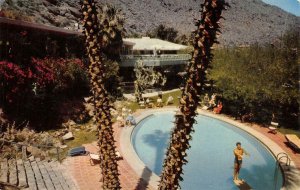 THE TENNIS CLUB Swimming Pool PALM SPRINGS, CA 1954 Chrome Vintage Postcard