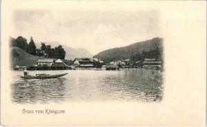 KONIGSSEE, Germany GRUSS AUS Konigssee Beautiful  LAKE VIEW    c1900s  Postcard