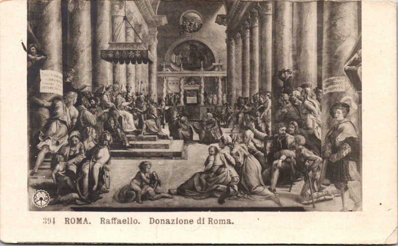 Interior Roma Raffaello Donazione Di Roma Men Women Kids Black White Postcard 