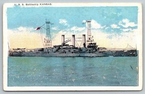 US Navy  Battleship  Kansas  Postcard
