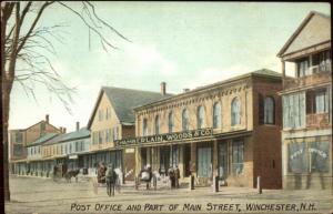 Winchester NH Main St. Visible Store Signs c1910 Postcard