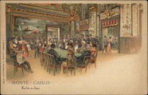 Montre Carlo Salle de Jeu Gambling Hall c1900 Postcard FINE LITHO