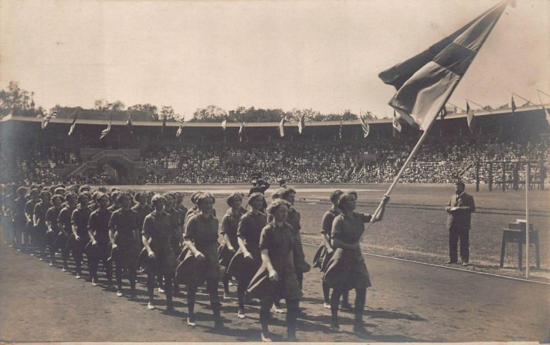 RPPC STOCKHOLM SWEDEN OLYMPICS SPORTS SWEDISH GYMNAST REAL PHOTO POSTCARD (1912)
