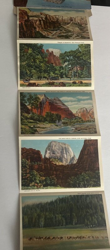 Art Folder of Utah's National Parks Postcard Souvenir Folder 18 Cards 1944