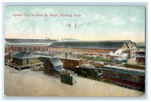 1911 Kansas City Southern Ry. Shops Railroad Pittsburg Kansas KS Posted Postcard