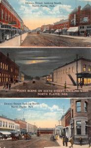 North Platte Nebraska Street Scene Multiview Historic Antique Postcard K16779