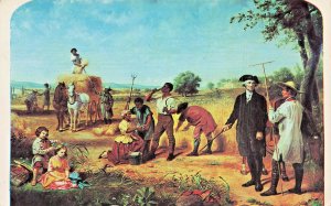 GEORGE WASHINGTON AS FARMER AT MOUNT VERNON-ARTIST JUNIUS STEARNS~1968 POSTCARD