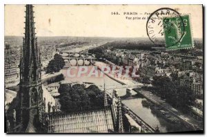 Postcard Old Paris Panorama of the Seine View from Notre Dame