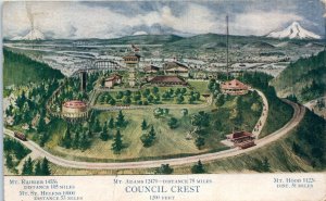 1910 Council Crest Park Portland OR Roller Coaster Defunct Amusement Postcard