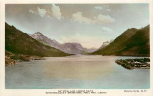 Hand-Colored RPPC 44. Waterton Lake, Waterton-Glacier International Peace Park