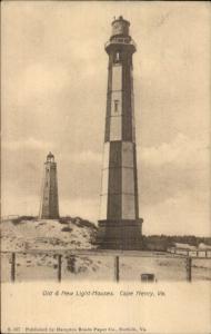 Cape Henry VA Old & New Lighthouses c1910 Postcard