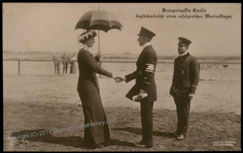 Germany WWI Aces Crown Princess Cecilie Greeting Navy Flyers  RPPC 68272