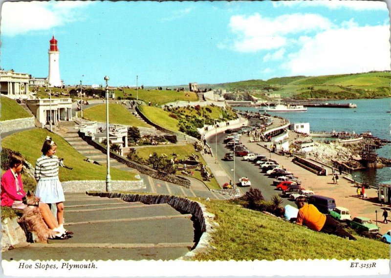 Plymouth, Devon England HOE SLOPES Kids~Harbour~Light House VINTAGE 4X6 Postcard