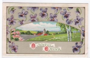 A Joyful Easter Country Village Flowers 1911 postcard