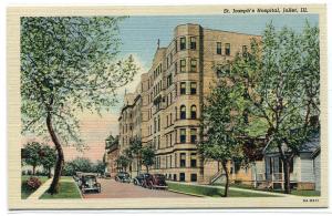 St Joseph's Hospital Joliet Illinois linen postcard