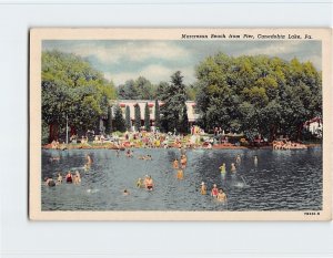 Postcard Marcresan Beach from Pier, Canadohta Lake, Pennsylvania