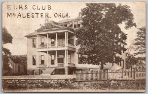 McAlester Oklahoma 1907 Postcard Elks Club Building