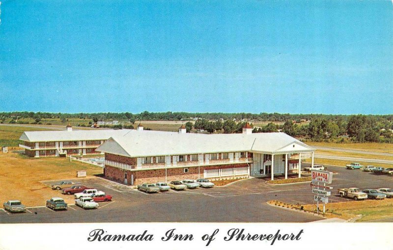 SHREVEPORT, Louisiana LA    RAMADA INN MOTEL  50's~60's Cars  ROADSIDE  Postcard