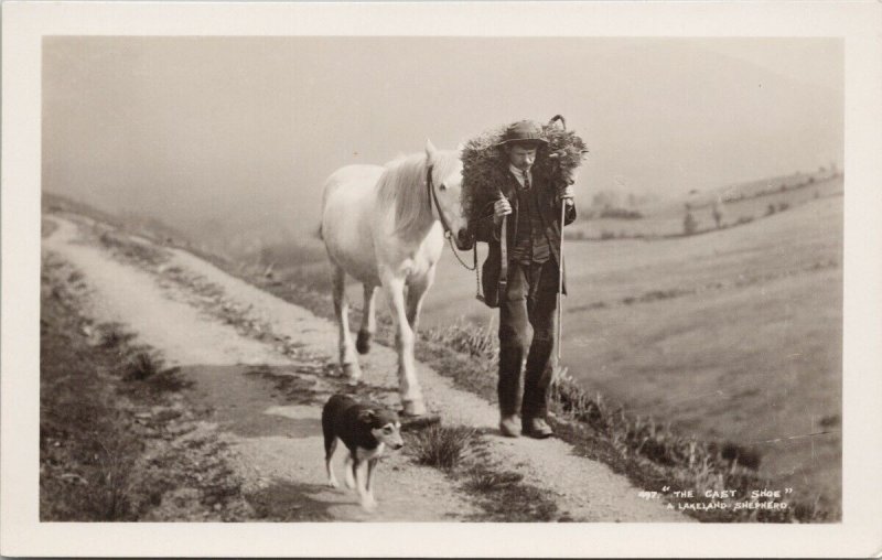 The Cast Shoe Lakeland Shepherd White Horse Dog England Cumbria RP Postcard H44