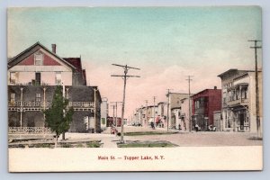 J91/ Tupper Lake New York Postcard c1910 Main Street Stores Hotel  273