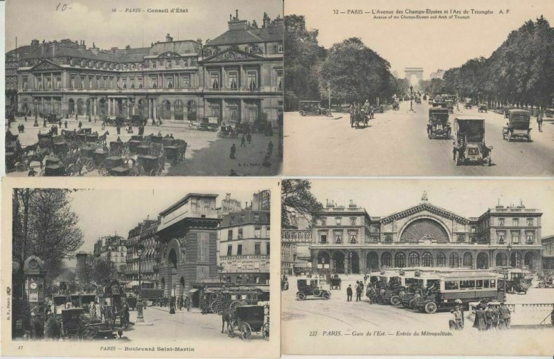 PARIS CARS AUTOMOBILES IN STREET LIFE VIE DANS LA RUE 1000 CPA (mostly pre-1940)