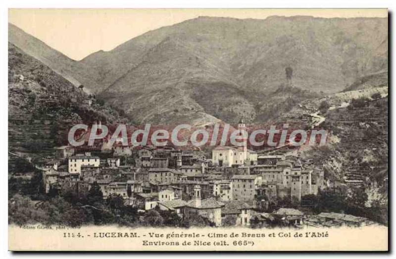 Postcard Old Luceram Vue Generale Cime De Braus And Pass of the Abl